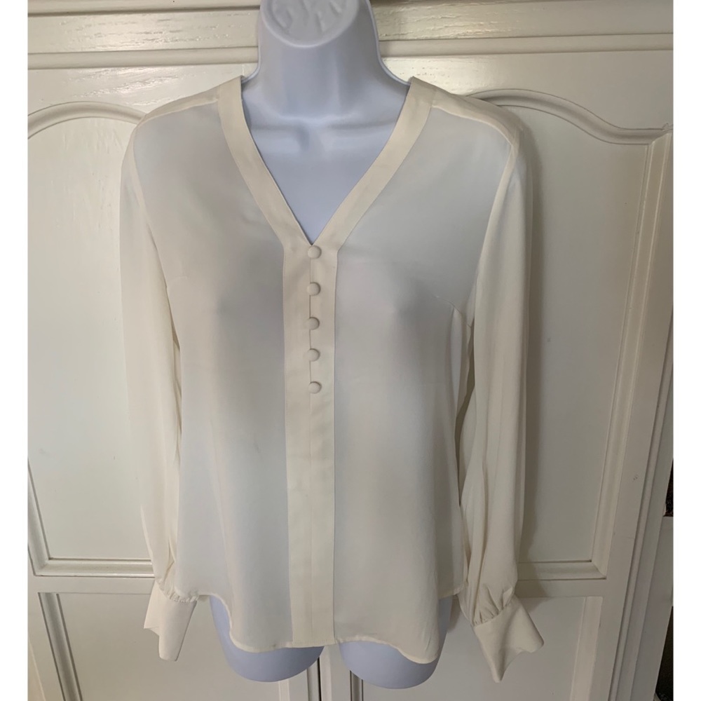 Button Front Blouson Sleeve Chelsea Popover Blouse
